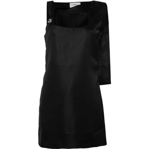 Schwarzes Satin Cape Kleid , Damen, Größe: XS - Coperni - Modalova