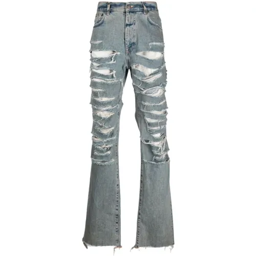 Zerrissene Straight-Leg Jeans , Herren, Größe: M - 424 - Modalova