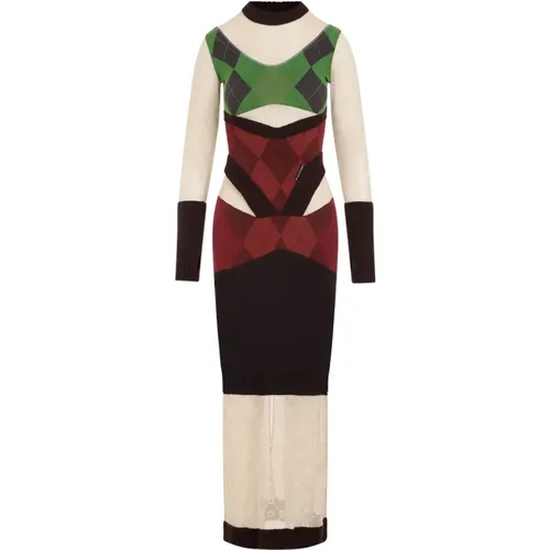 Knit Fitted Cotton Dress , female, Sizes: XS, S - Marine Serre - Modalova