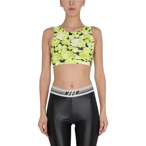 Floral Print Cropped Top , female, Sizes: S, L - Msgm - Modalova