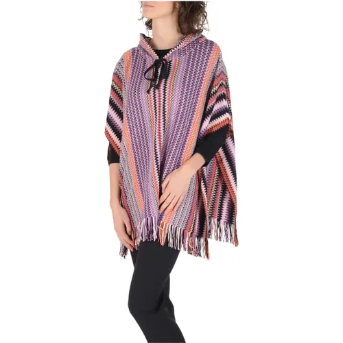 Capes, female, , Size: ONE SIZE Wool-Blend Poncho - Missoni - Modalova