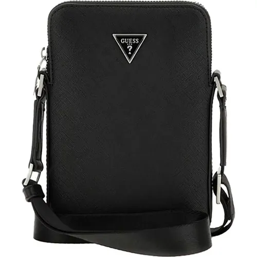 Messenger Bags, male, , Size: ONE SIZE Men's Torino Flat Squared Shoulder Bag - Guess - Modalova