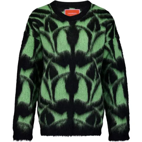 Brushed Wool Jumper with Two-Tone Print , female, Sizes: M - La DoubleJ - Modalova