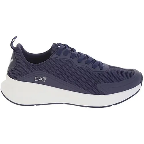 Blau Marine Schnürsneaker Gummisohle , Herren, Größe: 41 1/3 EU - Emporio Armani EA7 - Modalova