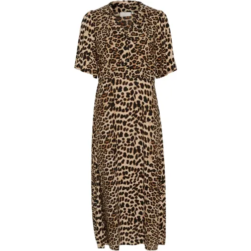 Midi Dresses, female, , Size: M Classic Leopard Long Dress - Kaffe - Modalova