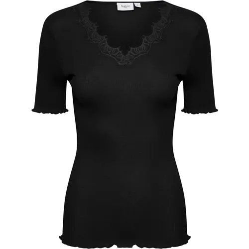 Feminine Lace Trim T-Shirt in , female, Sizes: 2XL, M, L, S, XS, XL - Saint Tropez - Modalova