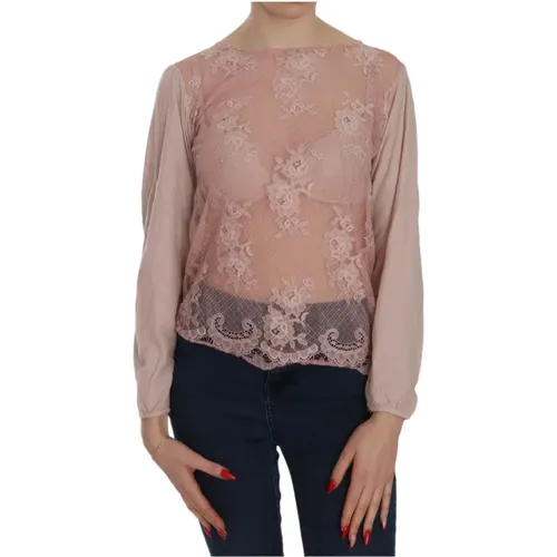 Memories, Lace Boat Neck Blouse , Damen, Größe: M - Pink Memories - Modalova