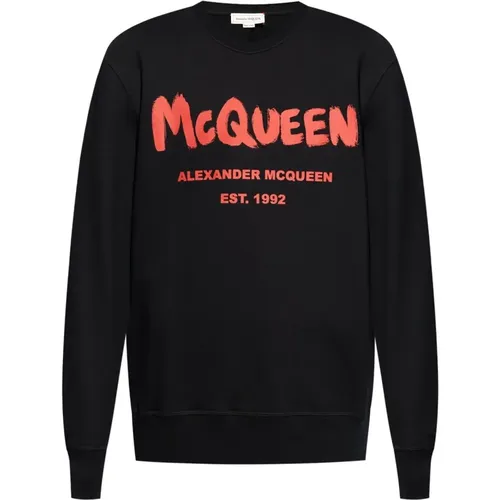 Sweatshirts, male, , Size: M Logo Print Crew Neck Sweater - alexander mcqueen - Modalova