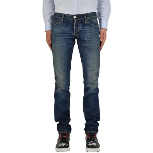Slim-fit Cotton Jeans with Vintage Rips , male, Sizes: XS - Dsquared2 - Modalova