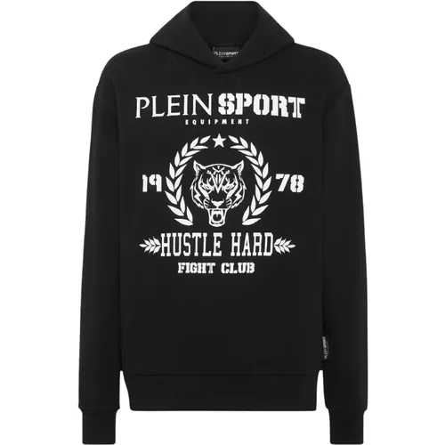 Schwarzer Hoodie mit Grafikdesign , Herren, Größe: L - Plein Sport - Modalova