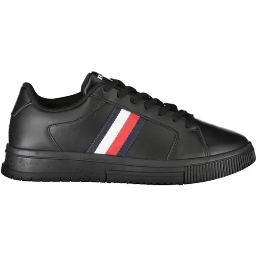 Schwarze Sneakers mit Kontrastdetails , Herren, Größe: 42 EU - Tommy Hilfiger - Modalova