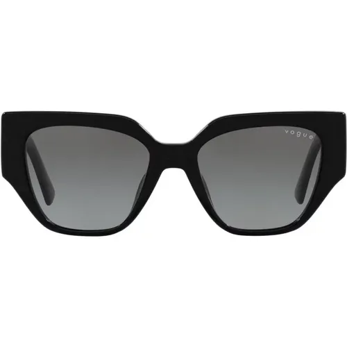 Schwarze/Grau Getönte Sonnenbrille , Damen, Größe: 52 MM - Vogue - Modalova
