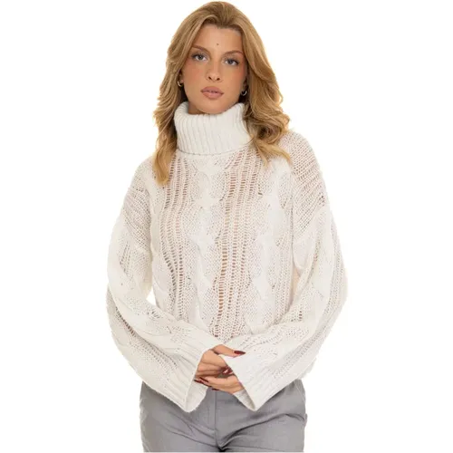 Rollkragen Cable Knit Pullover mit Lurex , Damen, Größe: S - Liu Jo - Modalova