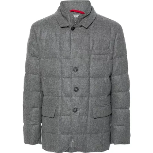 Quilted Goose Down Jacket Grey , male, Sizes: M, 2XL, XL, L, S - Fay - Modalova