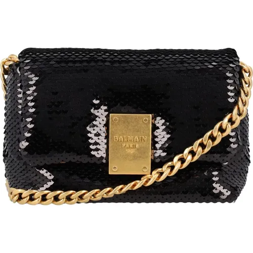 Pailletten Mini Tasche Schwarz - Balmain - Modalova