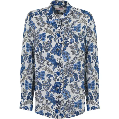 Blue Linen Floral Shirt Long Sleeve , female, Sizes: S, L, M - MC2 Saint Barth - Modalova