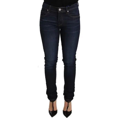 Dunkelblaue Skinny Jeans mit Niedriger Taille , Damen, Größe: W34 - Versace Jeans Couture - Modalova