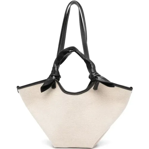 Handbags, female, , Size: ONE SIZE Black Shoulder Bag with Self-Tie Fastening - Hereu - Modalova