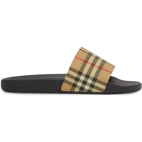 Sliders, male, , Size: 7 US Open Toe Slip-On Sandals - Burberry - Modalova