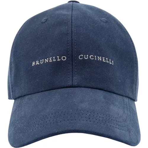 Embroidered Cotton Hat , male, Sizes: M, L - BRUNELLO CUCINELLI - Modalova