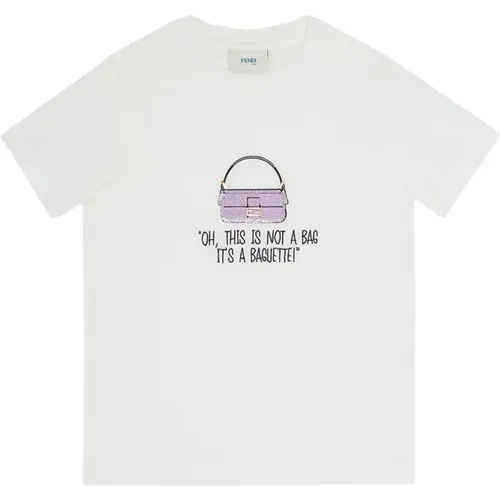 Lila Baguette Paillettenbesticktes T-Shirt - Fendi - Modalova