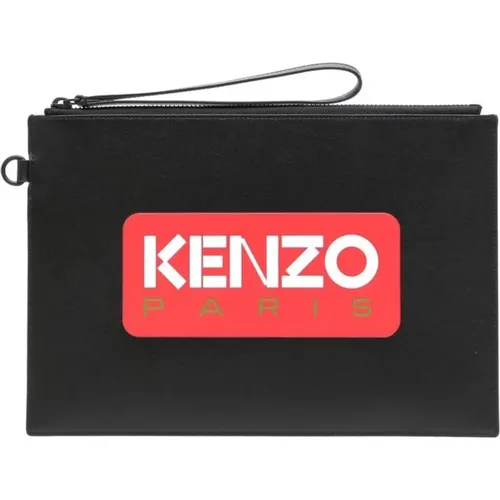Smooth Leather Clutch Bag , male, Sizes: ONE SIZE - Kenzo - Modalova