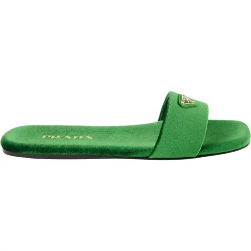 Grüne Samt-Sandalen Herbst-Winter Kollektion , Damen, Größe: 37 EU - Prada - Modalova