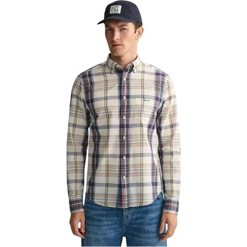 White Checkered Shirt , male, Sizes: XL, 2XL, 3XL, M - Gant - Modalova