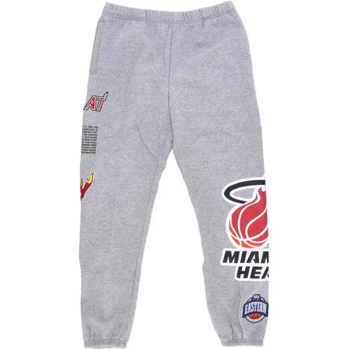 Sweatpants, male, , Size: L Miami Heat Fleece Tracksuit Pants - Mitchell & Ness - Modalova