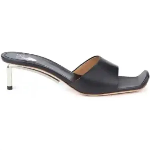 Metallic Geometric Heel Leather Sandals , female, Sizes: 4 UK - Off White - Modalova