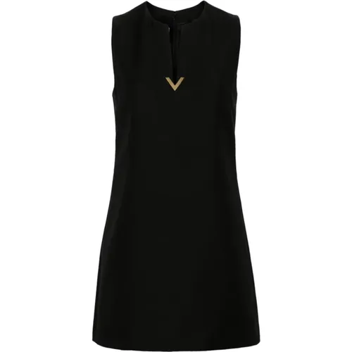 Schwarzes Woll- und Seidenkleid - Valentino - Modalova