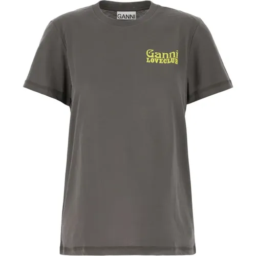 Lässiges Baumwoll T-Shirt , Damen, Größe: L - Ganni - Modalova