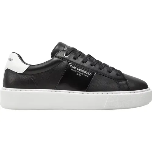 Schwarze Leder-Sneaker Maxi Kup , Herren, Größe: 42 EU - Karl Lagerfeld - Modalova