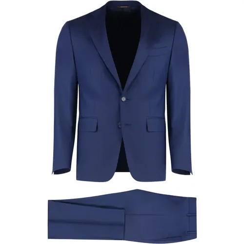Single Breasted Suits, male, , Size: M Wool Suit Jacket Trousers Set - Canali - Modalova