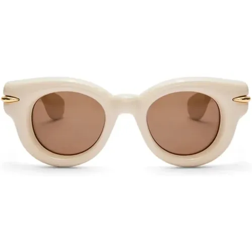 Sunglasses, female, , Size: ONE SIZE Inflated Round Ivory Sunglasses - Loewe - Modalova