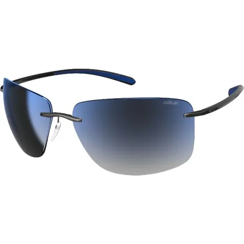 Sunglasses, unisex, , Size: ONE SIZE Matte Grey/Blue Sunglasses - Silhouette - Modalova