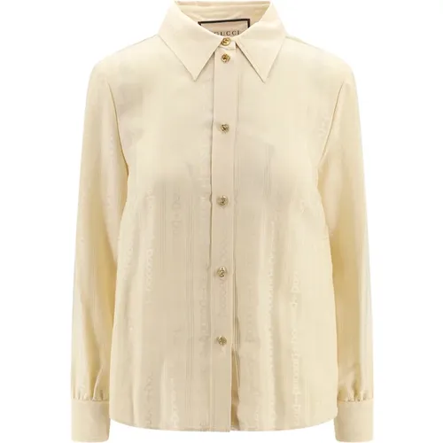 Silk Shirt with GG Buttons , female, Sizes: S - Gucci - Modalova