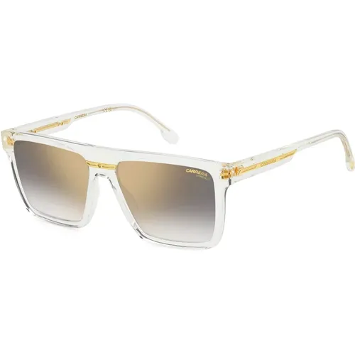 Sunglasses, male, , Size: 58 MM Crystal Grey Sunglasses with Gold Mirror - Carrera - Modalova