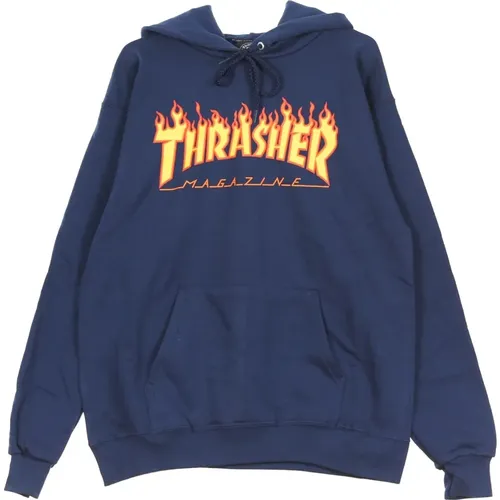 Hoodies, unisex, , Size: S Flame Hood Sweatshirt Navy/Yellow - Thrasher - Modalova