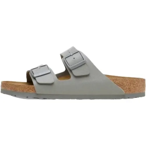 Sliders, male, , Size: 11 US Arizona Saffiano Leather Sandals - Birkenstock - Modalova