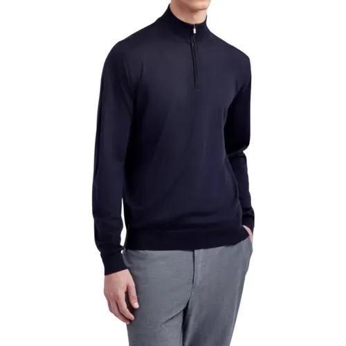 Turtlenecks, male, , Size: M Merino Wool Zipper Sweater - Filippo De Laurentiis - Modalova