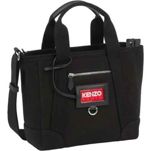 Logo Cotton Shoulder Bag with Zip Closure , female, Sizes: ONE SIZE - Kenzo - Modalova