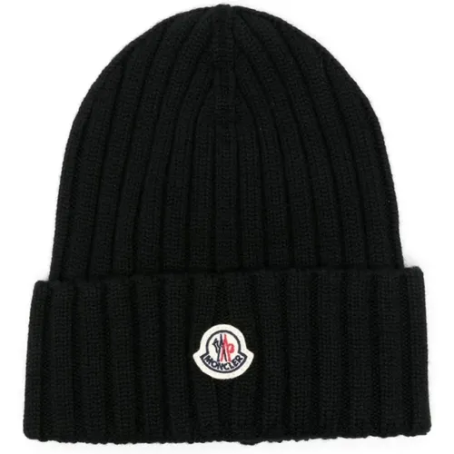 Ribbed Wool Hat in , unisex, Sizes: ONE SIZE - Moncler - Modalova