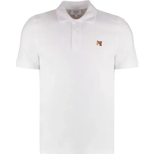 Fox Patch Baumwoll-Poloshirt , Herren, Größe: M - Maison Kitsuné - Modalova