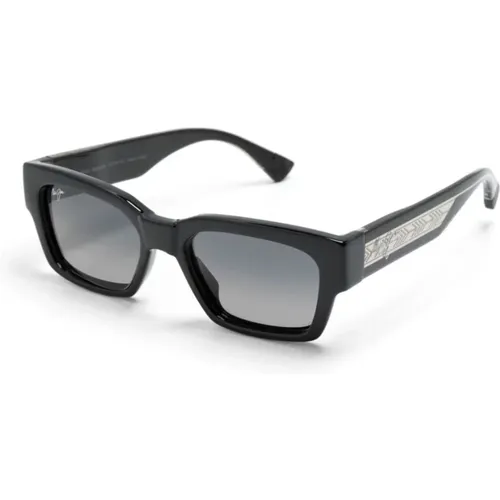 Schwarze Sonnenbrille mit hellgrauen Gläsern , unisex, Größe: 53 MM - Maui Jim - Modalova