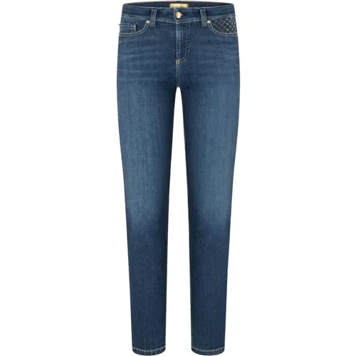 Slim Fit Cropped Jeans mit funkelnden Pailletten , Damen, Größe: XL - CAMBIO - Modalova