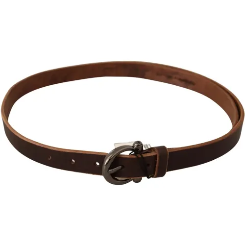 Belts, male, , Size: 85 CM Leather Logo Design Round Buckle Waist Belt - John Galliano - Modalova