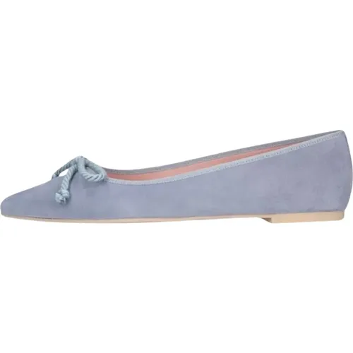 Blaue Wildleder Ballerinas mit Spitze , Damen, Größe: 40 EU - Pretty Ballerinas - Modalova