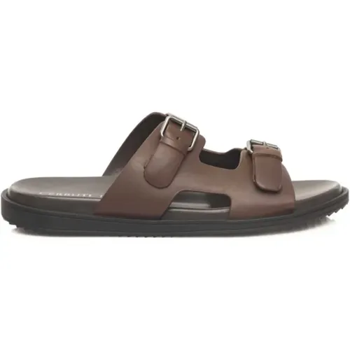 Leather Sandals with Wide Buckle Straps , male, Sizes: 7 UK, 8 UK, 6 UK, 11 UK, 10 UK, 9 UK - Cerruti 1881 - Modalova