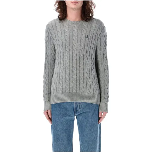 Grey Cable Knit Sweater , male, Sizes: XL - Ralph Lauren - Modalova